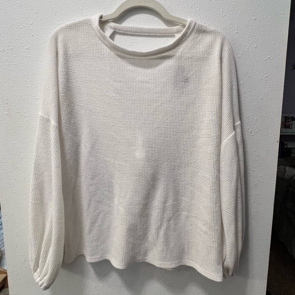 White open back sweater